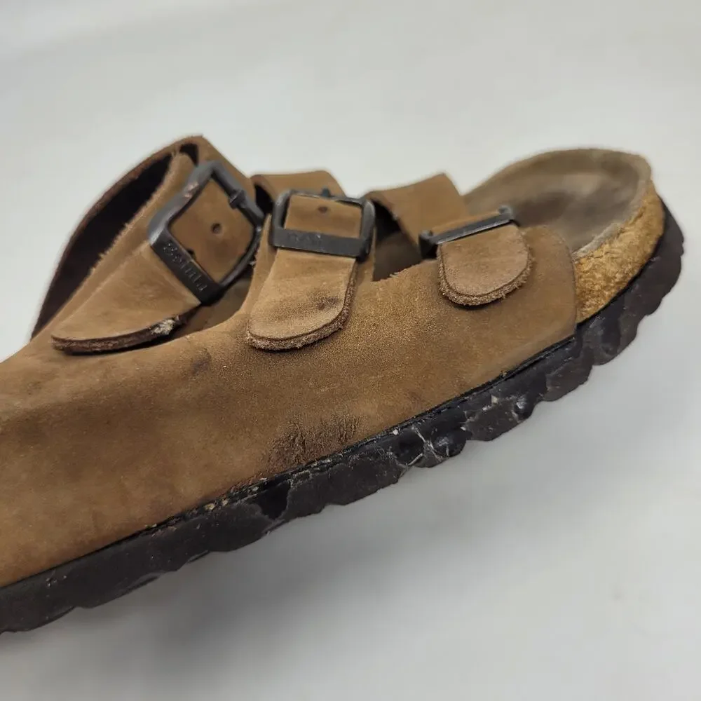 Birkenstock Betula Sandals Womens EU7 US6.5 Brown Nubuck Triple Straps Buckles